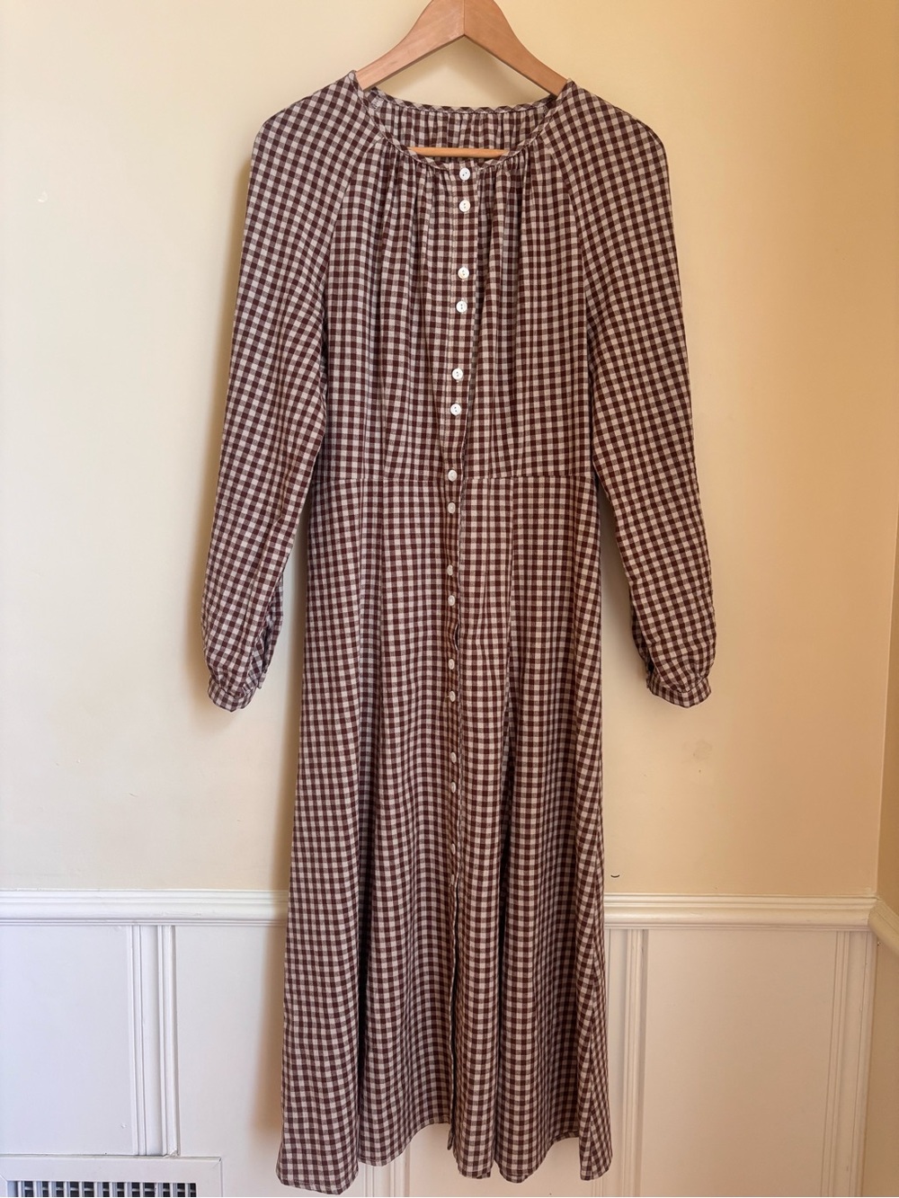 RIHOAS Women's Long Sleeve Gingham Dress Size Medium Cotton